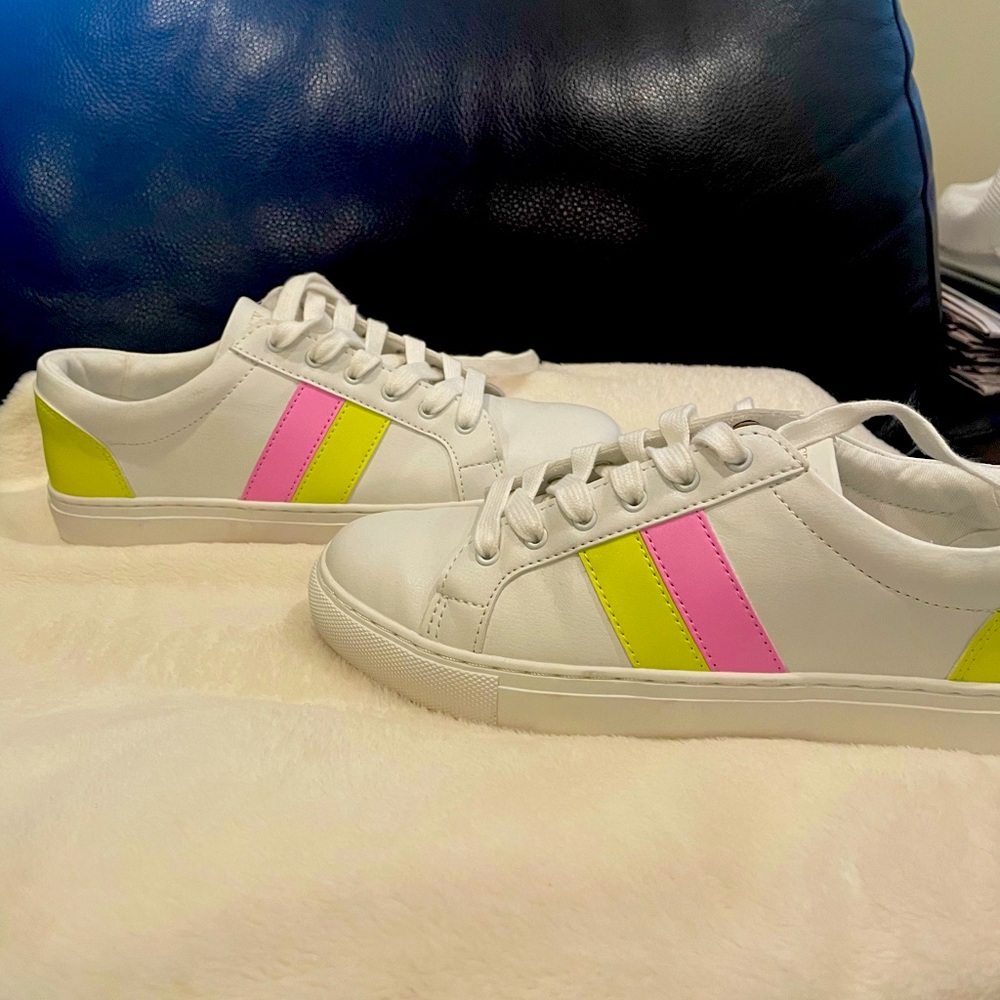 Brand New J Crew Factory Road Trip Sneaker Never Worn White Yellow Pink Size 7.5